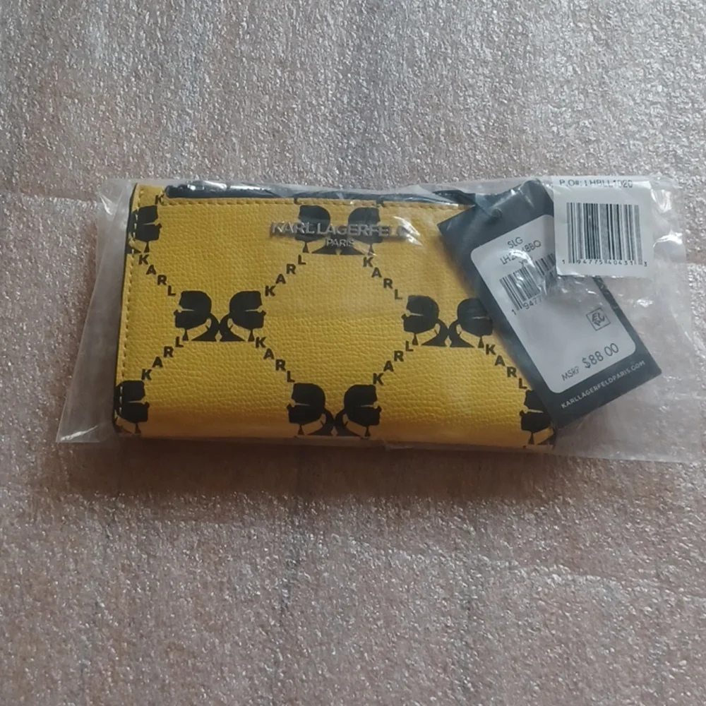 SOLD - NWT Karl Lagerfeld Adele Wallet Pouch - Yellow / Black - Picture 8 of 8